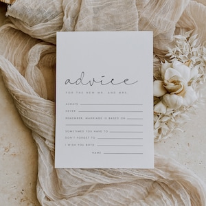 Modern Advice for the Bride and Groom Card Template, Printable Advice ...
