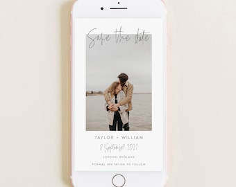 Photo Save the Date-sjabloon, minimalistische Evite (directe download)