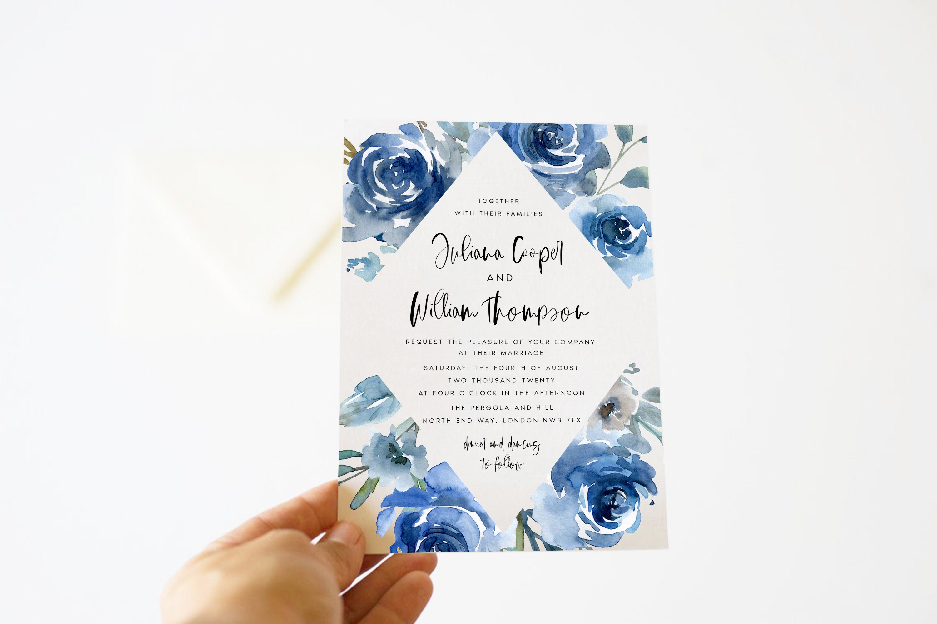 Dark Blue Wedding Invitation Navy Blue Wedding Invitation | Etsy