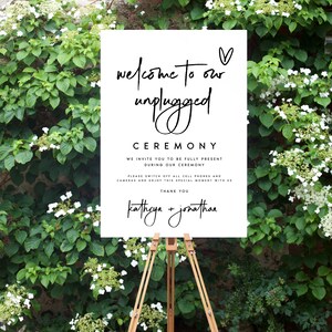 Printable Unplugged Ceremony Sign, Wedding Welcome Sign Template, Large ...
