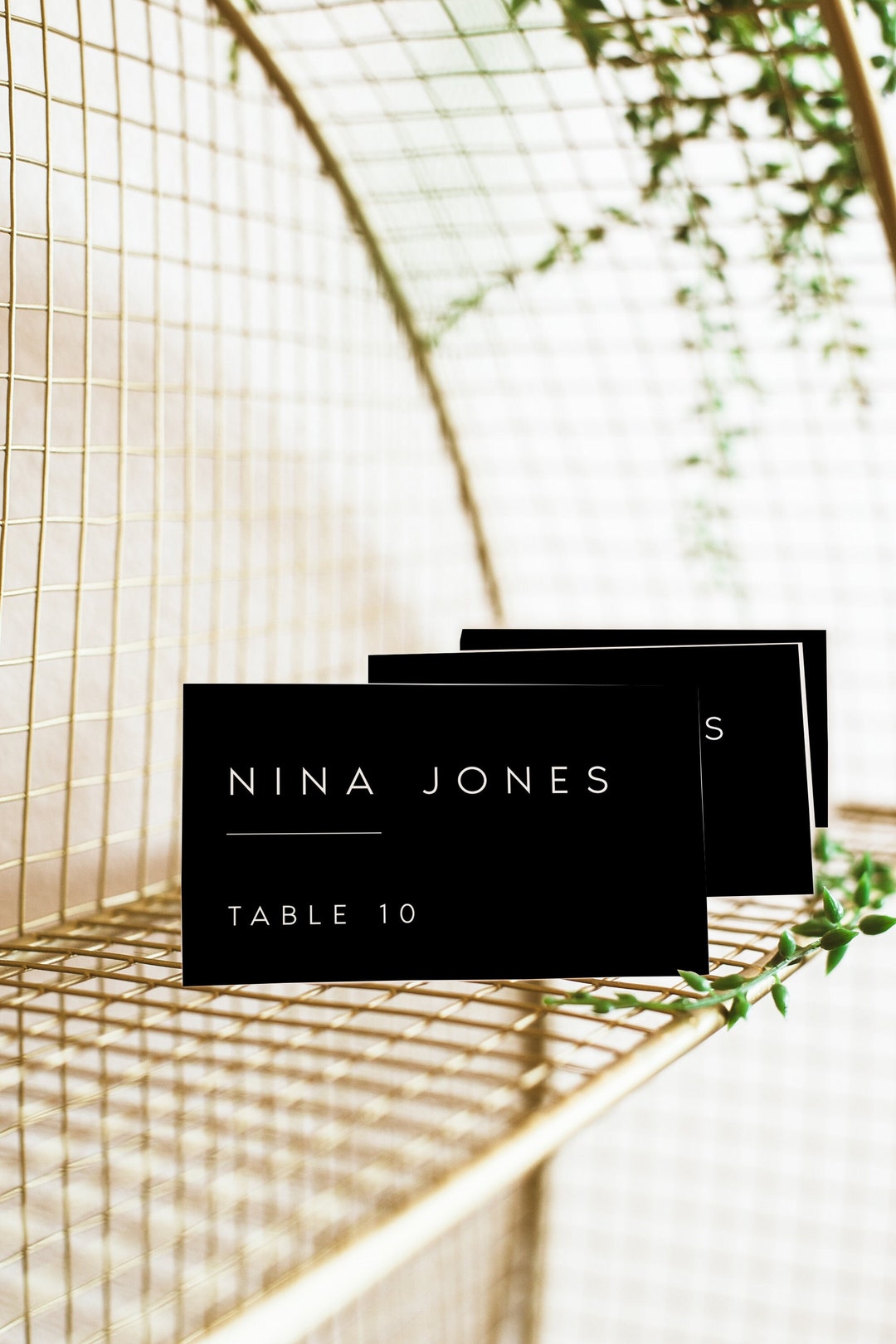 Modern Black Wedding Escort Card Template, Minimalist, Printable, Place ...