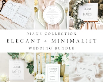 Minimalist Wedding Invitation Set, Elegant Stationery (Instant Download) DIANE