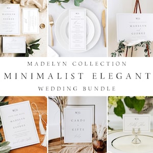 Elegant Wedding Bundle, Minimalist Wedding Invitation Set, Elegant Editable Templates Wedding Stationery, Instant Download, Templett, #MDLN