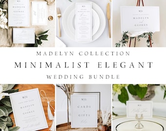 Elegant Wedding Bundle, Minimalist Wedding Invitation Set, Elegant Editable Templates Wedding Stationery, Instant Download, Templett, #MDLN