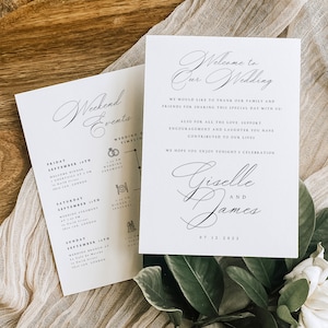 Wedding Welcome Letter & Timeline Template, Minimalist Wedding Order of Events, Wedding Itinerary INSTANT DOWNLOAD 100% Editable Text, #GSLL