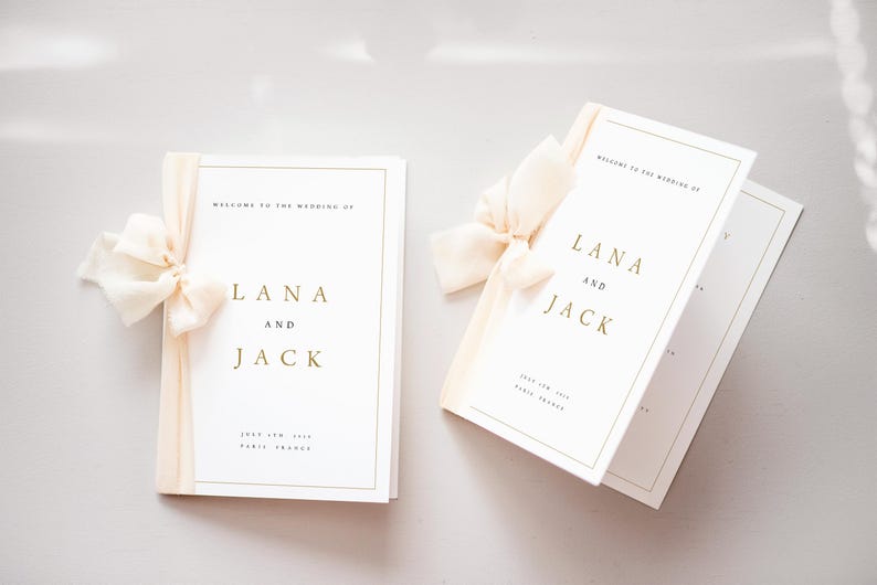 Program Lettering Gold Elegant Gold Wedding Program Template, Foldable Booklet (templett) LANA ...