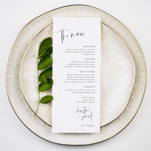 Wedding Menu Template, Wedding Menu Printable, Edit with TEMPLETT, Modern Menu Card, Printable Wedding Menu, Dinner Menu, #CRSTN