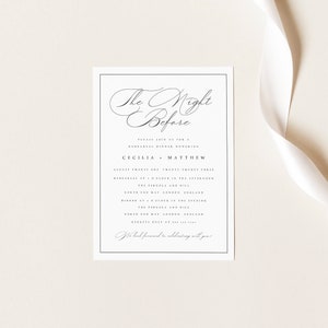 Calligraphy Wedding Rehearsal Invitation Template, Editable The Night Before Rehearsal Dinner Invitation, Rehearsal Invite, Templett, CCL image 4