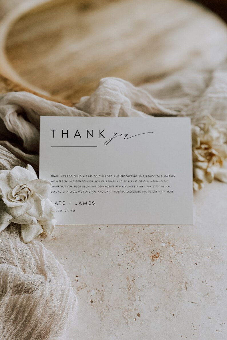 Modern Thank You Card Template Minimalist Flat Thank You | Etsy
