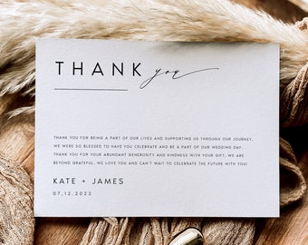 Minimalist Thank You Card Template, Modern Flat Thank You Card, Script Thank You, Fully Editable, DIY, Instant Download, Templett, #KATE