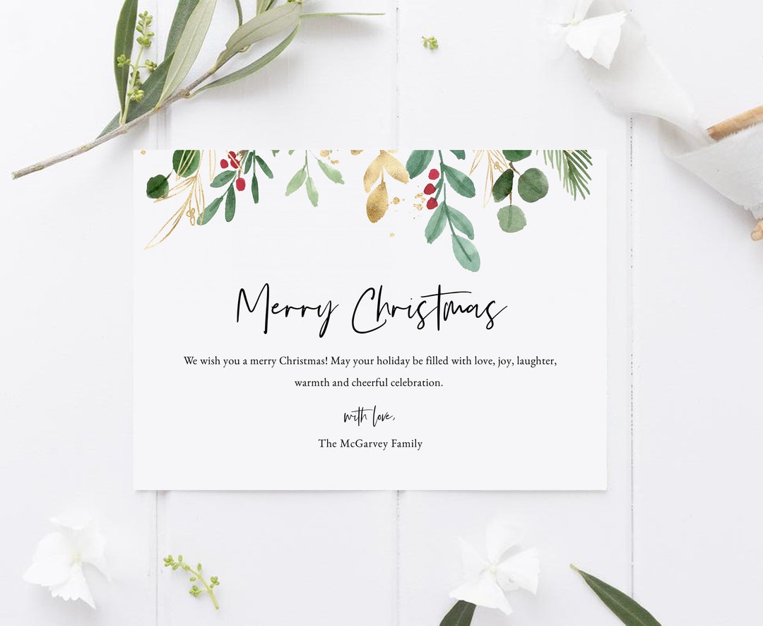 Folded Christmas Card Template, 5x7 Happy Holidays Greeting Card, Printable  Christmas Cards, Editable Christmas Card Download, Templett 