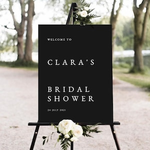 Modern Bridal Shower Welcome Sign, Printable Black Welcome Poster Template, Bridal Shower Sign, Instant Download, Minimalist, #BL69