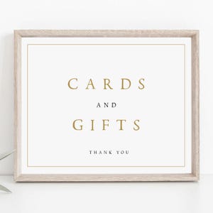 Modern bord voor kaarten en cadeaus, bord voor kaarten en cadeaus afdrukbaar, goud, 5 x 7 en 8 x 10, bruiloftsjabloon, trouwbord, bewerken met TEMPLETT, #LANA