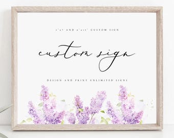 Placa de casamento lavanda, decoração floral para recepção (download digital) ALCL