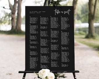 Black Minimalist Seating Chart Template, Modern Wedding (Digital Download) BRLLE