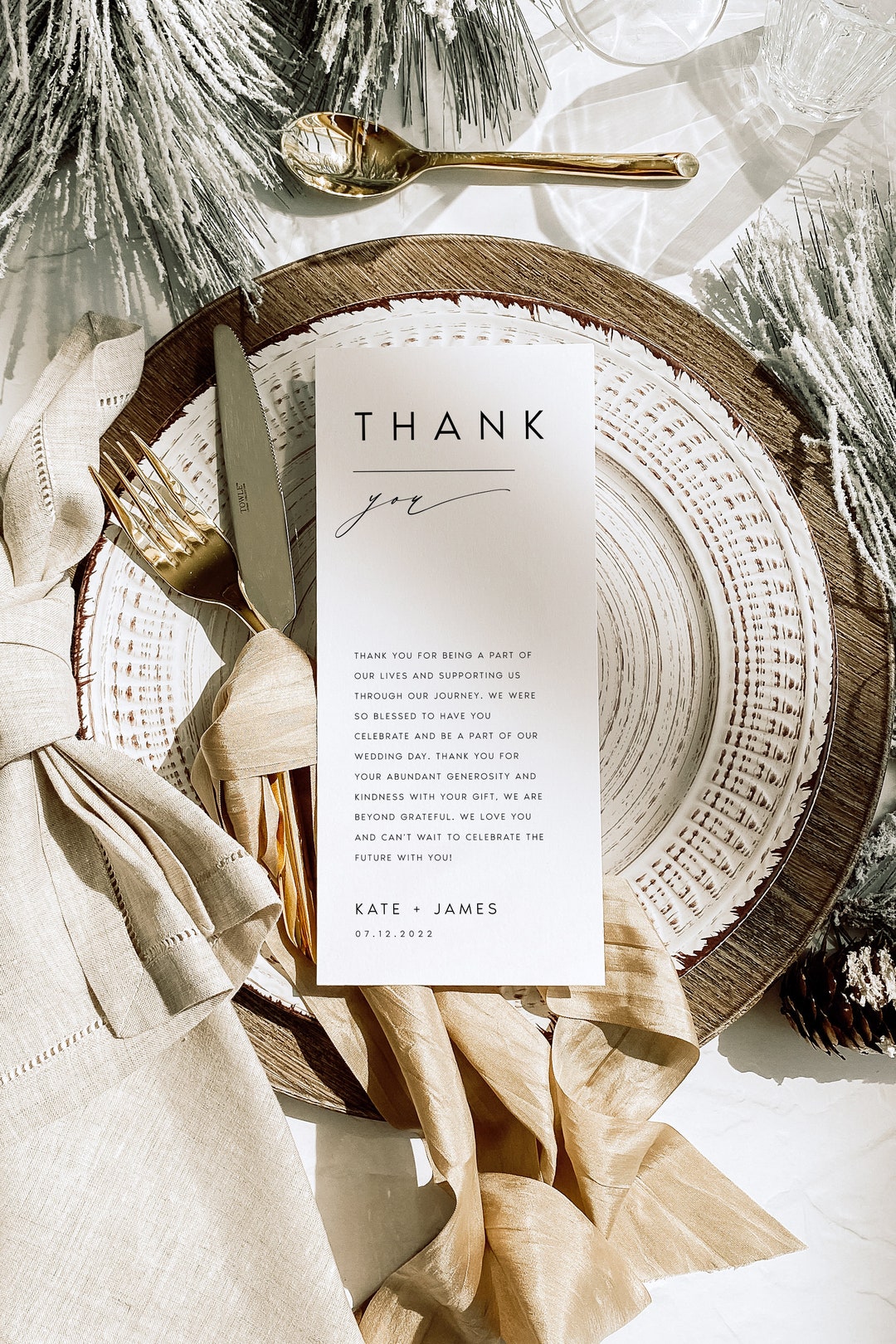 Editable Wedding Thank You Card Template Digital, Modern Minimalist ...