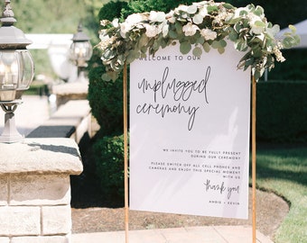 Printable Unplugged Ceremony Sign, Wedding Welcome Sign Template, Large Wedding Sign, Wedding Ceremony Sign, Instant Download, DIY, #ANGIE