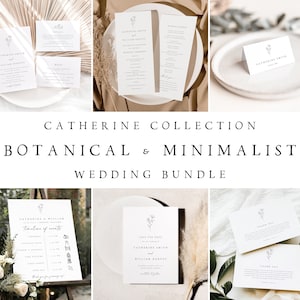 Botanical Fine Art Wedding Bundle, Invitation Set, Minimalist Wedding Invitation Set, Editable Template, Instant Download, Templett #CATHER