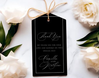 100 Etichette Personalizzate Per Bomboniere Matrimonio - Hang Tag 7x4,5 Cm Con Testo A Scelta - Stampate Su Carta Di Qualità - Colore Nero