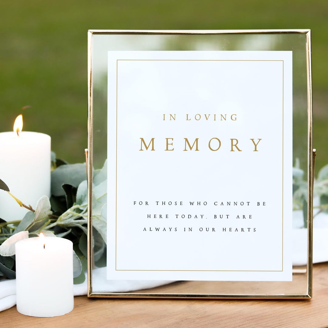 In Loving Memory Sign Template, Modern Wedding Sign Printable, Gold ...