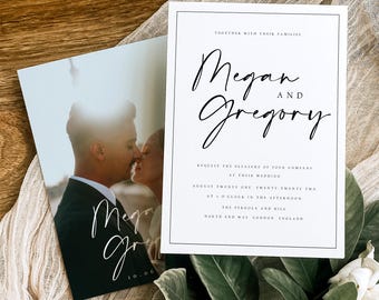 Wedding Invitation Template with Photo, Minimalist Wedding Invite Download, Minimalist Wedding Invite, Modern Photo Wedding Invitation, #MGN