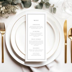 Wedding Menu Cards Printed, Modern and Minimalist Professionally Printed Event Wedding Dinner Menu, 300gsm Hammered Cardstock
