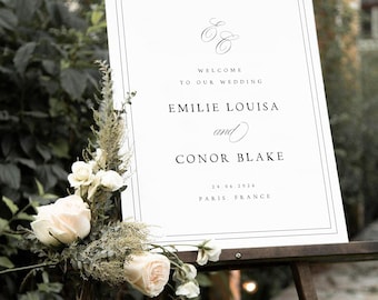 Wedding Welcome Sign Template, Welcome To Our Wedding Sign, Wedding Decor, Wedding Signage, Wedding Decorations, Digital Download, EMILIE