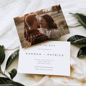 Foto Save the Date Einladung, Minimalistisch Save the Date, Minimal Save the Date, Boho Save the Date Karten, bearbeitbare Vorlage, #HNNH