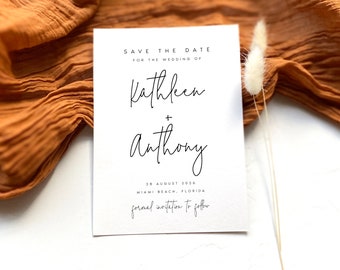 Modern Minimalist Save the Date Template, Editable Wedding Save Our Date Card, Simple Wedding Announcement, Printable Digital Download, KTLN