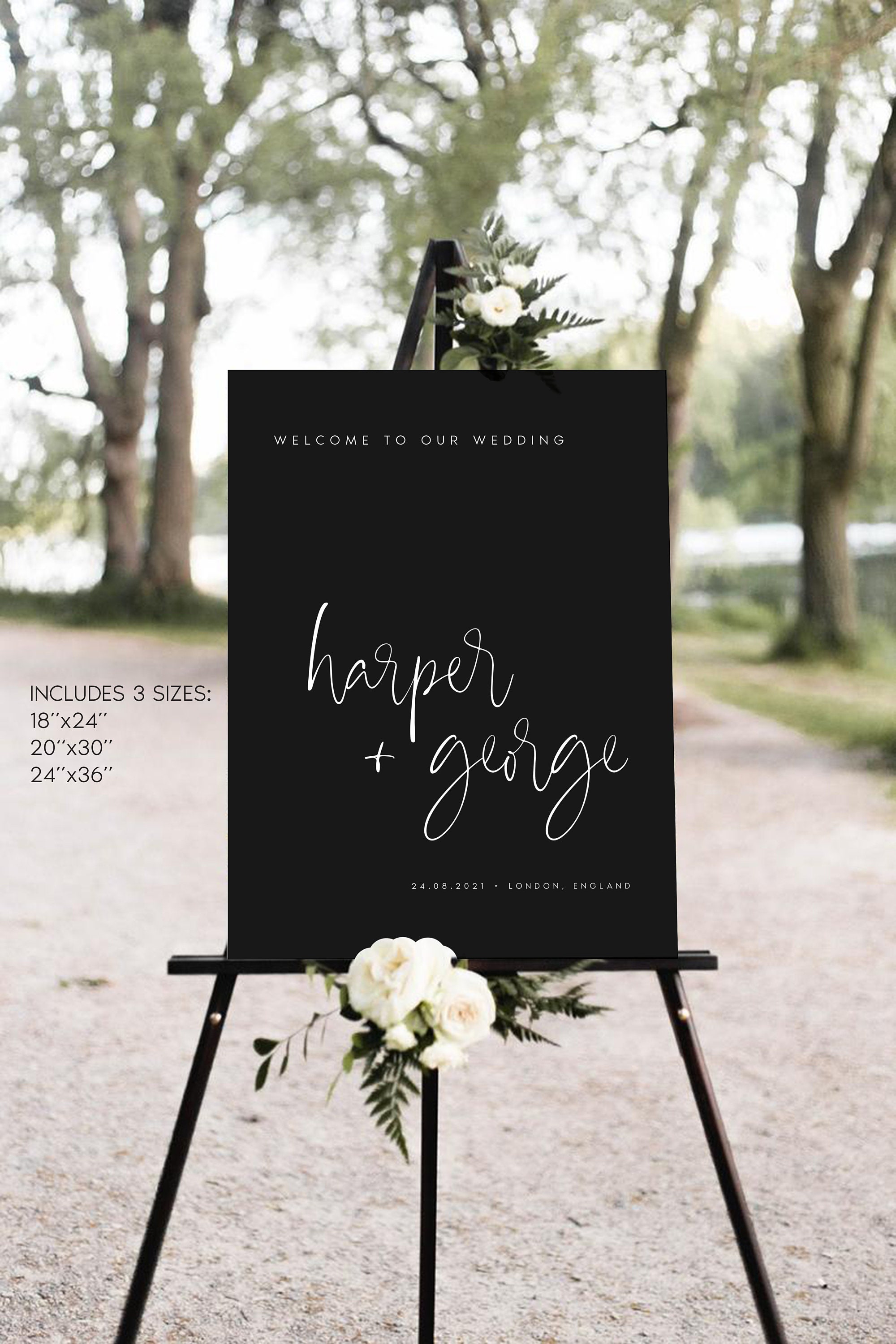 Moody Wedding Welcome Sign Welcome Wedding Sign Black