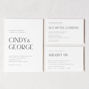 Conjunto de invitaciones de boda, invitaciones de boda sencillas, invitaciones de boda modernas, invitaciones de boda minimalistas, papelería elegante para invitaciones, #CNDY