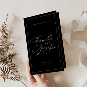 Elegant Wedding Program Template, Foldable Wedding Program, Minimalist Wedding Program, Folded Program Wedding Instant, Templett, #CMLA