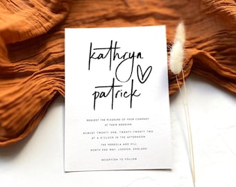 Minimalist Wedding Invitation Template, Simple Script (Digital Download) KTHR