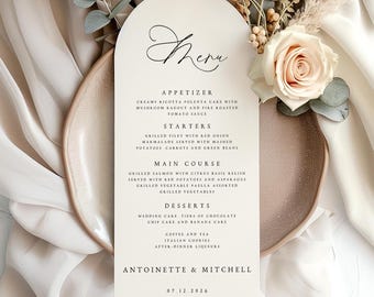 Arch Wedding Menu Card, Modern Minimalist, Textured Paper - ANTN