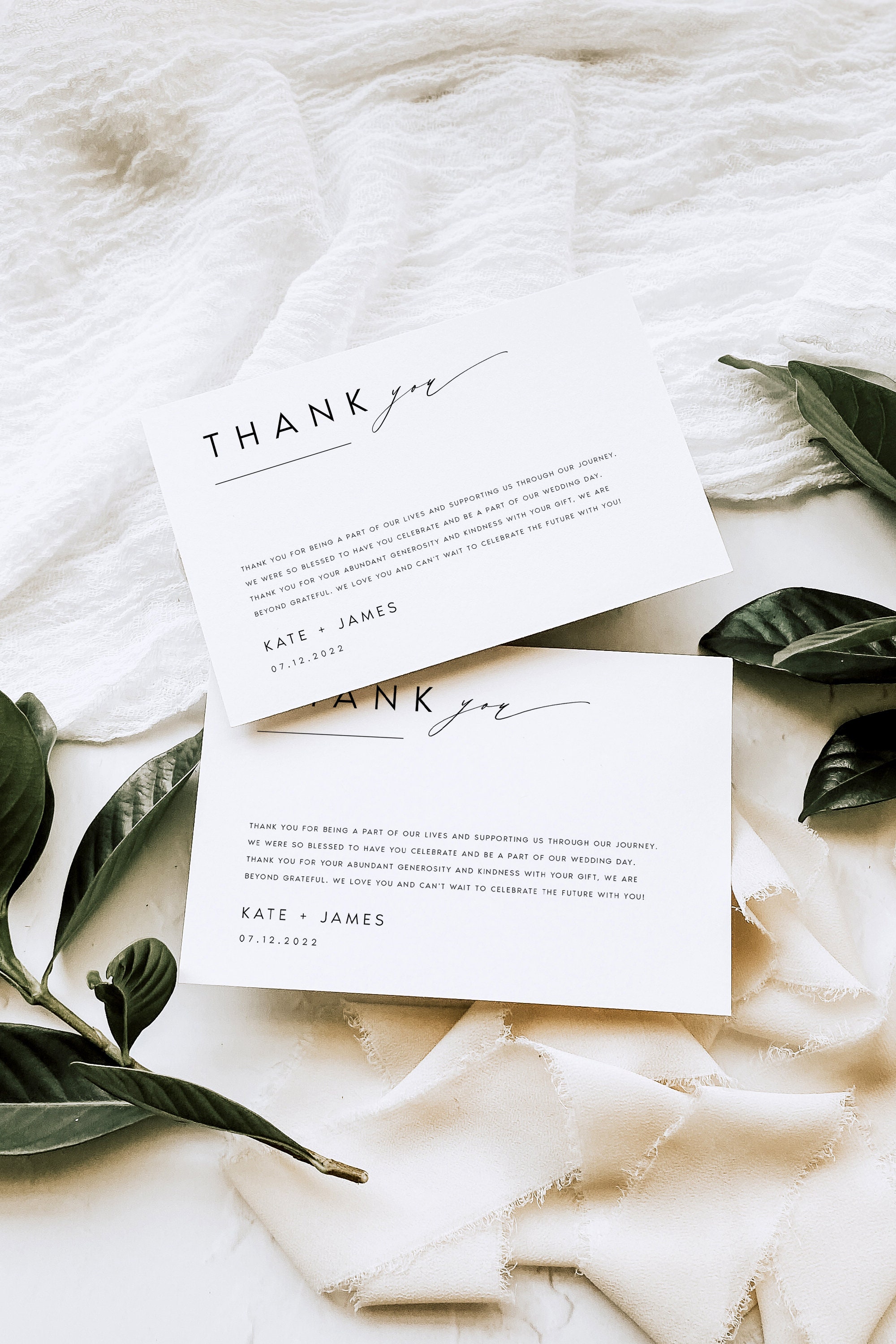 Minimalist Wedding Thank You Card Template, Modern Script (digital ...