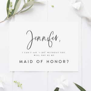 Modern Bridesmaid Proposal Card, Printable Will You Be My Bridesmaid Card Template, Maid Of Honor Proposal, Minimalist Bridesmaid Card image 3