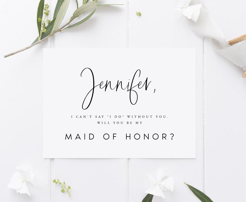 Modern Bridesmaid Proposal Card, Printable Will You Be My Bridesmaid Card Template, Maid Of Honor Proposal, Minimalist Bridesmaid Card image 3