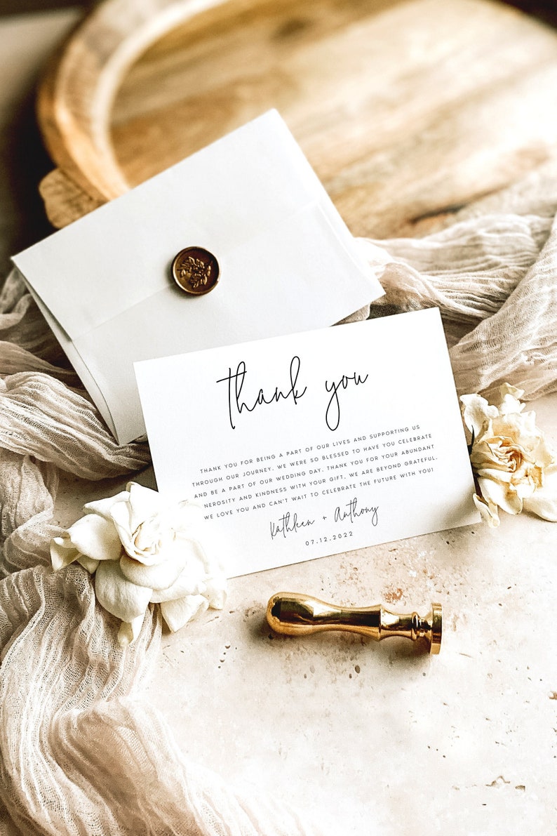 Generosity Card Elegant Wedding Thank You Card Template, Modern Minimalist (DIY Instant ...