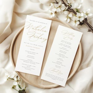 Elegant Calligraphy Wedding Program Template, Gold Foil Effect, Editable Order of Service Instant Download DIY Ceremony Card, Templett #NTHA