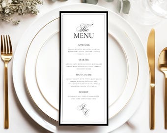 Canva Wedding Menu Template: Old Money Luxury Script Design, Printable Dinner Menu, Digital Download DIY Reception Menu Card, #ANNBL