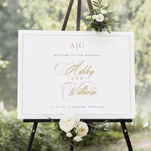 Elegant Wedding Welcome Sign Template, Welcome to Our Wedding Sign, Editable Signage, Gold, Printable, Templett INSTANT Download, #ASH