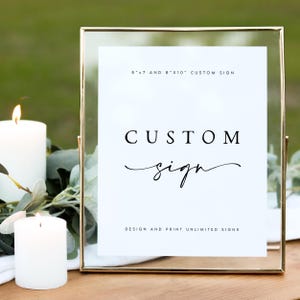 Minimalist Custom Sign Template, Modern Wedding or Bridal Shower Table Sign, Create Any Sign 5x7 and 8x10, Modern, Instant DOWNLOAD, #NNC