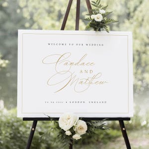 Minimalist Wedding Welcome Sign Template, Welcome to Our Wedding Sign, Editable Signage, Gold, Printable, Templett INSTANT Download, #CNDC