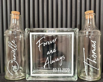 Sand Ceremony Set | Personalized| Glass Modern Block|ForeverandAlways|Matte White