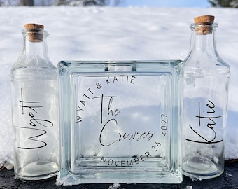 Well Rounded Set| Sand Ceremony Set | Personalized| Glass Modern Block| Unity Set