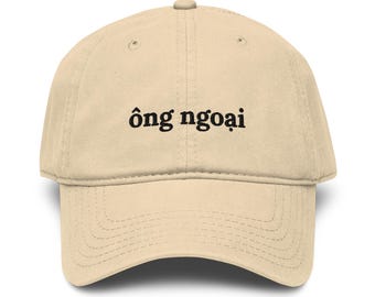geborduurde ong ngoai-hoed, papahoed, Vietnamese opa, babyaankondiging, grootvadercadeaus