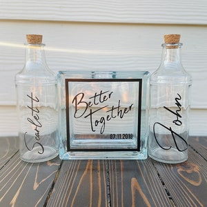 Sand Ceremony Set | Personalized| Glass Modern Block| Better Together