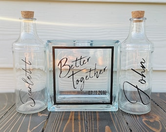 Sand Ceremony Set | Personalized| Glass Modern Block| Better Together