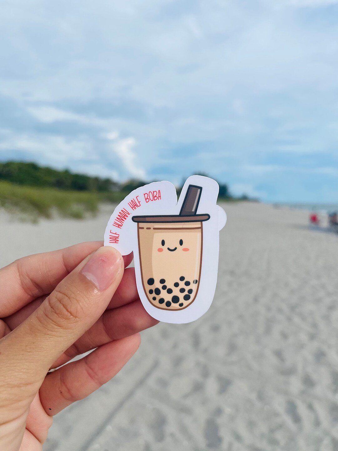 Pack of 5boba Sticker Half Human Half Boba Cute Stickers Boba Tea Etsy