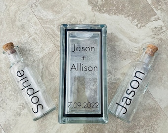 Modern Sand Ceremony Set|Glass Block| Petite Block| Personalized|Unity Set